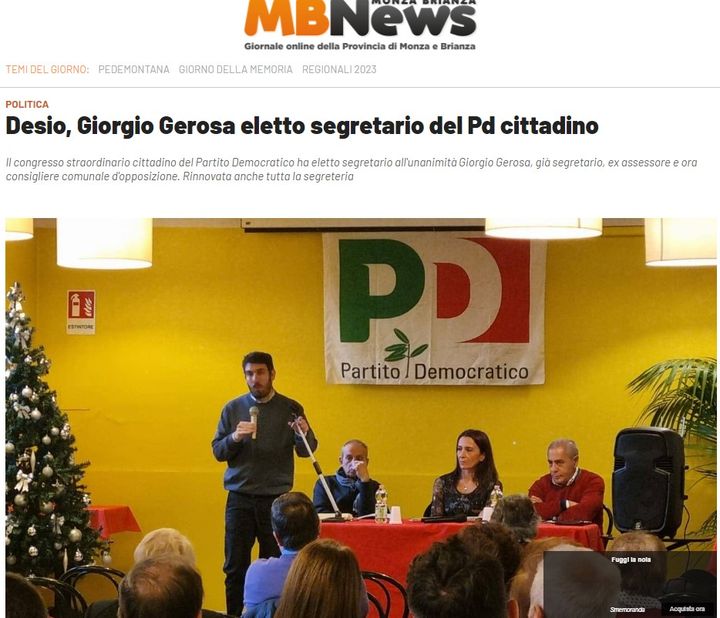 Desio, Giorgio Gerosa eletto segretario del Pd cittadino