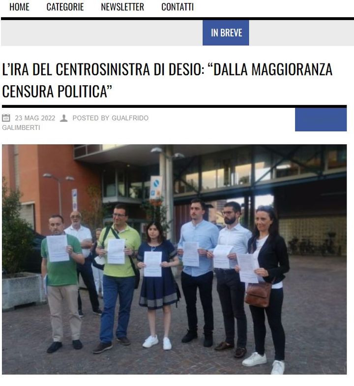 L’IRA DEL CENTROSINISTRA DI DESIO: “DALLA MAGGIORANZA CENSURA POLITICA”