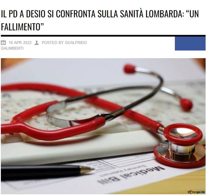 IL PD A DESIO SI CONFRONTA SULLA SANITÀ LOMBARDA: “UN FALLIMENTO”