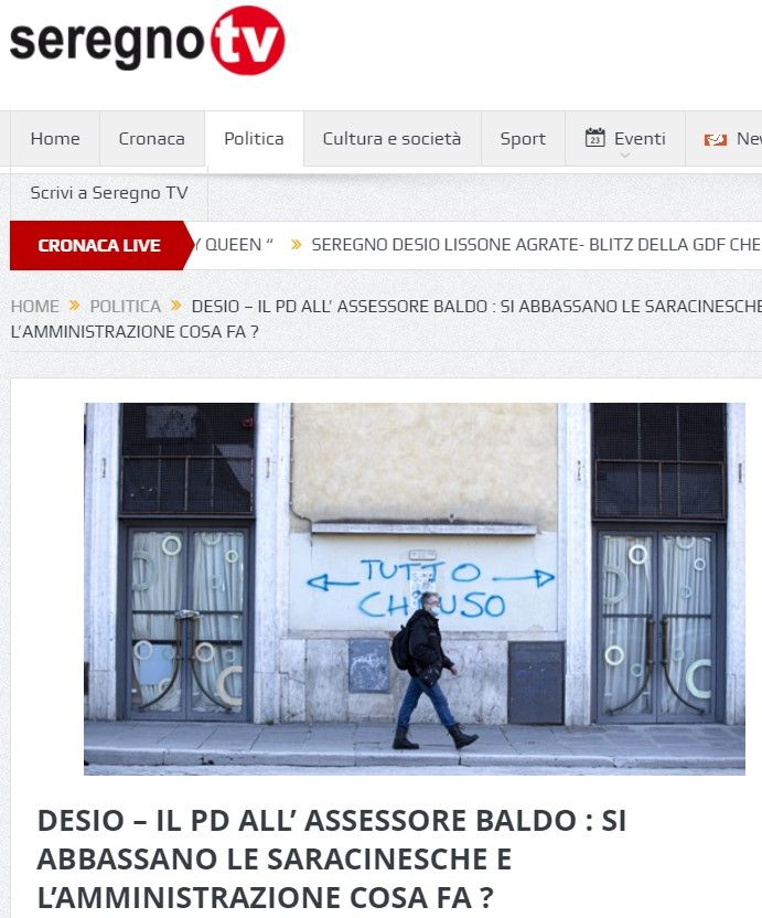 Desio – Il PD all'assessore Baldo: si abbassano le saracinesche e l'Amministrazione cosa fa?