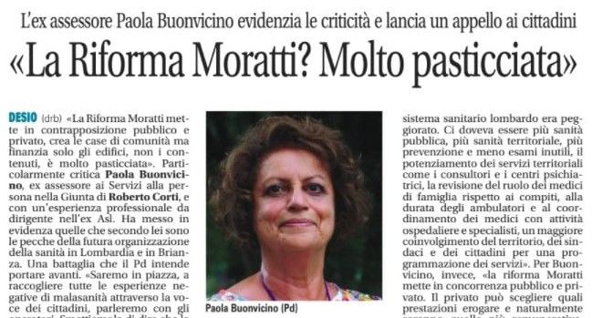 SANITA’ LOMBARDA: RIFORMA MORATTI PASTICCIATA E CONTRADDITTORIA.